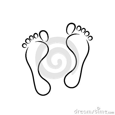 Footprints, Vector, Icon, Outline, Footprint, Imprint, Foot, Man, Part of the body, Abstract, Line, Trace, Leg, Print, Symbol, Bla Vector Illustration